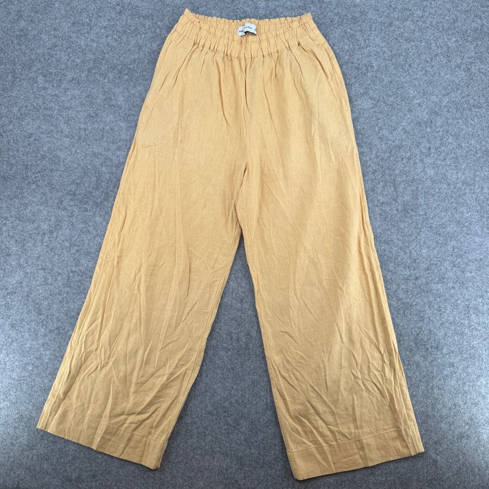 Abercrombie & Fitch Pants Womens S Regular Linen Wide Leg Orange EUC